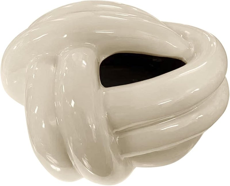 حامل علبة المناديل الخزفية الحديث ذو اللون الكريمي والمجرد لتزيين طاولة القهوة أو سطح المكتب - Image 1